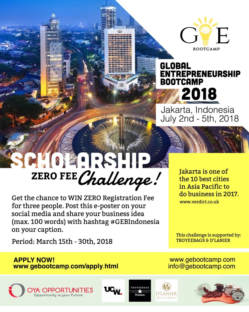 Full Scholarships for Global Entrepreneurship Bootcamp in Indonesia