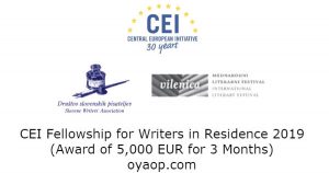 CEI Fellowship for Writers in Residence 2019 (Award of 5,000 EUR for 3 Months)