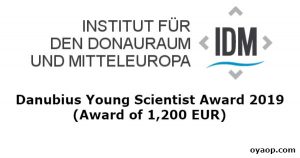 Danubius Young Scientist Award 2019 (Award of 1,200 EUR)