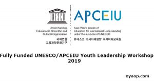 Fully Funded UNESCO/APCEIU Youth Leadership Workshop