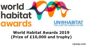 World Habitat Awards 2019 (Prize of £10,000 and trophy)