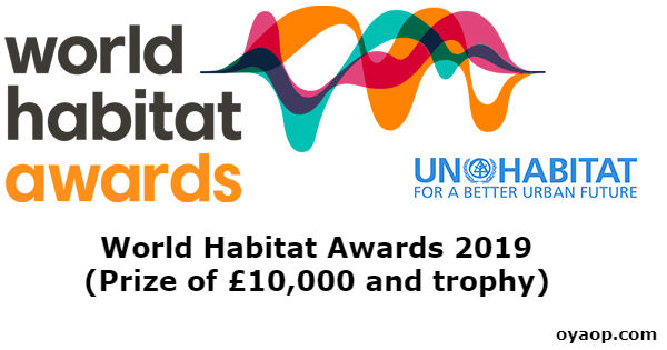 World Habitat Awards 2019 (Prize of £10,000 and trophy)