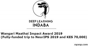 Wangari Maathai ​Impact Award (Fully-funded trip to NeurIPS 2019 and KES 70,000)