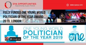 Fully Funded One Young World Politician of the Year Award 2019, London