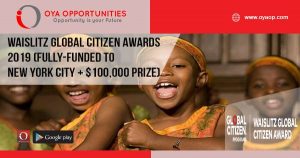 Waislitz Global Citizen Awards 2019 (Fully-funded to New York City + $100,000 Prize)