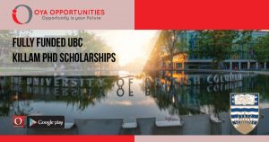 Fully Funded UBC Killam PhD Scholarships