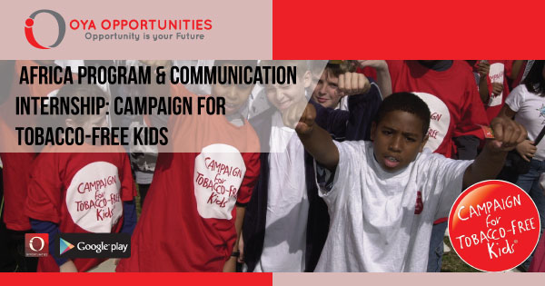 Africa Program & Communication Internship: Tobacco Free Kids
