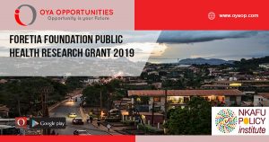 Foretia Foundation public health Research Grant 2019