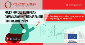 Fully Funded European Commission #Youth4Regions Programme 2019
