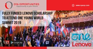 Fully Funded Lenovo Scholarship to Attend One Young World Summit 2019