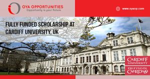 Fully Funded Scholarship at Cardiff University, UK