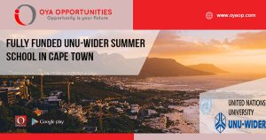 Fully Funded UNU-WIDER Summer School in Cape Town