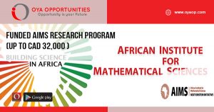 Funded AIMS Research Program (up to CAD 32,000 )