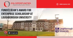 Funded Dean’s Award for Enterprise Scholarship at Loughborough University