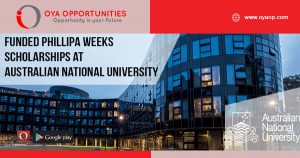 Funded Phillipa Weeks Scholarships at Australian National University 2019