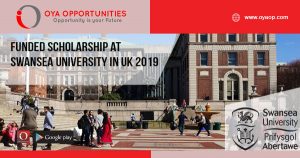 Funded Scholarship at Swansea University in Uk 2019