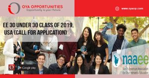 EE 30 Under 30 Class of 2019, USA (Call for Application)