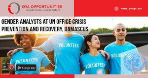 Gender Analysts at UN Office Crisis Prevention and Recovery, Damascus