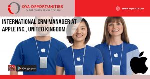 International CRM Manager at Apple Inc., United Kingdom