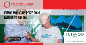 ICIMOD Mountain Prize 2019 (Win up to $5000)