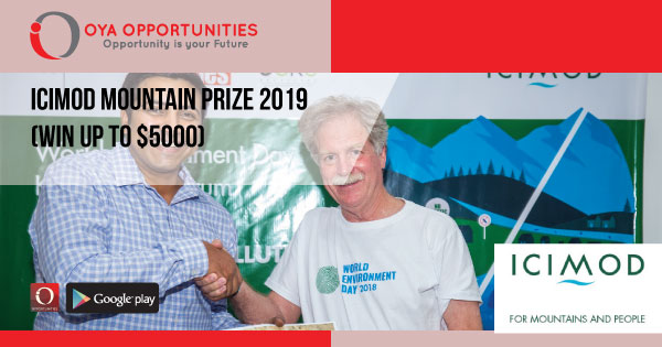 ICIMOD Mountain Prize 2019 (Win up to $5000)