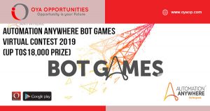 Automation Anywhere Bot Games Virtual Contest 2019 (up to$18,000 prize)
