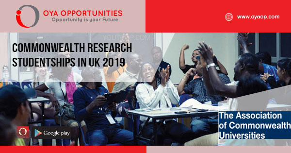 Commonwealth Research Studentships in UK 2019