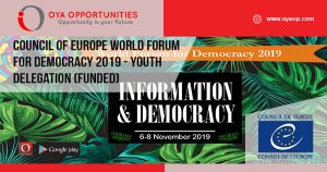 Council of Europe World Forum for Democracy 2019 - Youth Delegation (Funded)