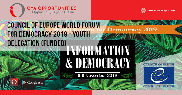 Council of Europe World Forum for Democracy 2019 - Youth Delegation (Funded)