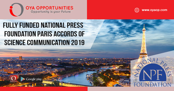 Fully Funded National Press Foundation Paris Accords of Science Communication 2019
