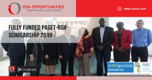 Fully Funded PASET-RSIF Scholarship 2019