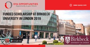 Funded Scholarship at Birkbeck University in London