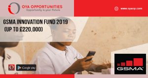 GSMA Innovation Fund 2019 (up to £220,000)