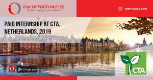 Paid Internship at CTA, Netherlands, 2019