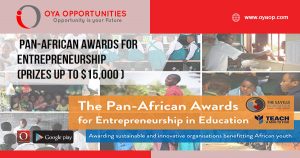 Pan-African Awards for Entrepreneurship(prizes up to $15,000 )