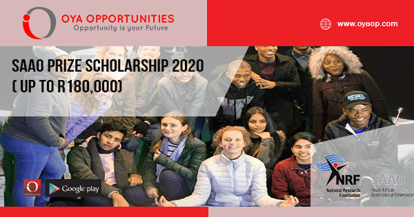 SAAO Prize Scholarship 2020 ( up to R180,000)