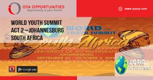 World Youth Summit Act 2 –Johannesburg South Africa