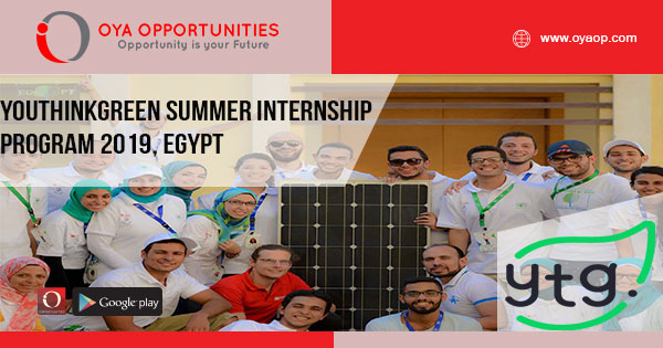 youthinkgreen summer internship program 2019, Egypt