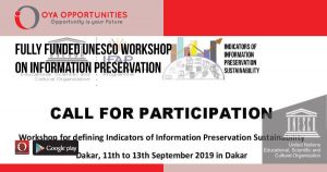 Fully Funded UNESCO Workshop on Information Preservation