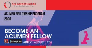 Acumen Fellowship Program 2020 (Funding Available)