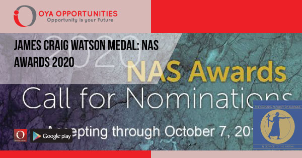 James Craig Watson Medal | NAS Awards 2020