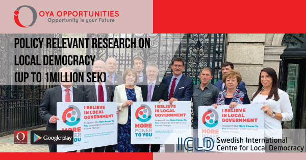 Policy Relevant Research on Local Democracy (up to 1million SEK)