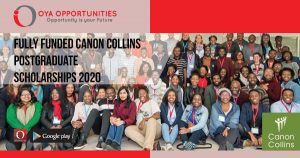 Fully Funded Canon Collins Postgraduate Scholarships 2020
