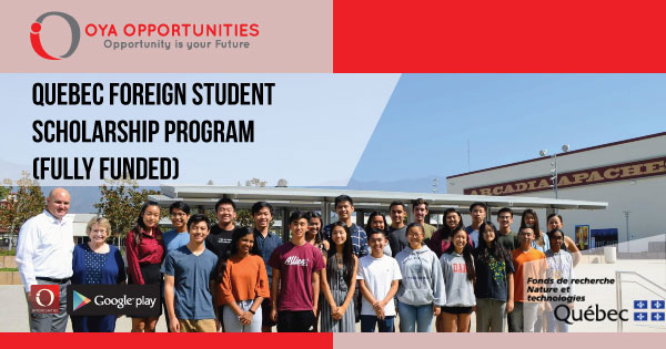 Quebec Foreign Student Scholarship Program (Fully Funded)