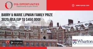 Barry & Marie Lipman Family Prize 2020, USA (Up to $450,000)