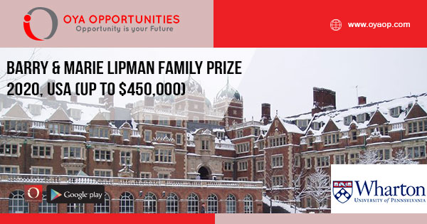 Barry & Marie Lipman Family Prize 2020, USA (Up to $450,000)