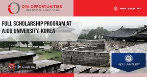 Full Scholarship Program at Ajou University, Korea