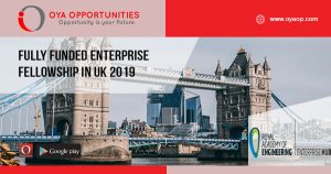 Fully Funded Enterprise Fellowship in UK 2019