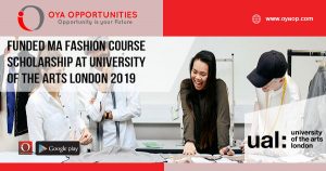 Funded MA Fashion course scholarship at University of the Arts London 2019