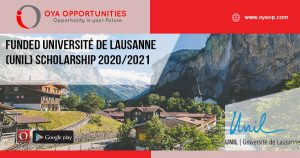 Funded Université de Lausanne (UNIL) Scholarship 2020/2021